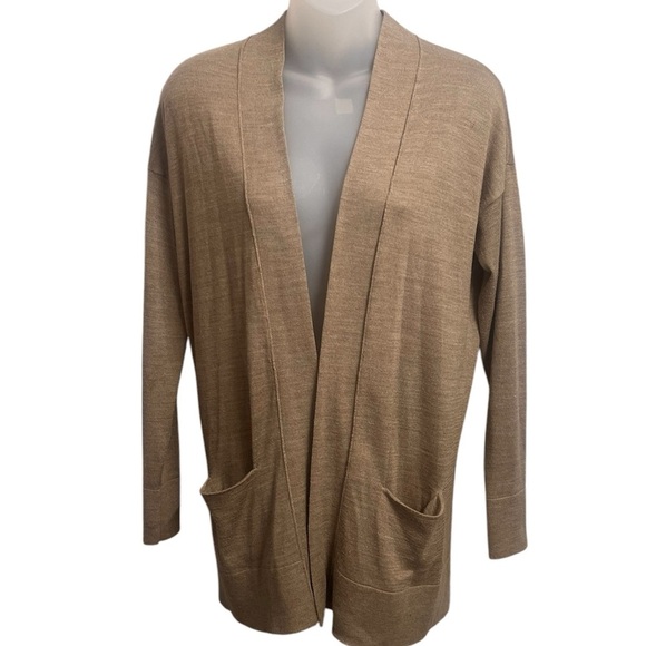 LOFT Wool Tan Cardigan Long Comfy Long Sleeve Open Front XS - Picture 1 of 9